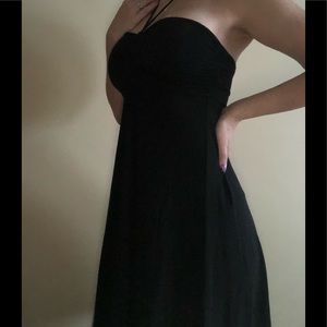 Perfect black throw on dress. Halter neck.